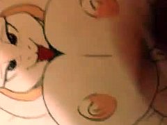 变性人 Toriel 在 Rule 34 视频中耀她的乳房和精液