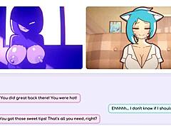 尼古拉在动漫色情片中:在冒险的行业中用她的乳房诱惑客户